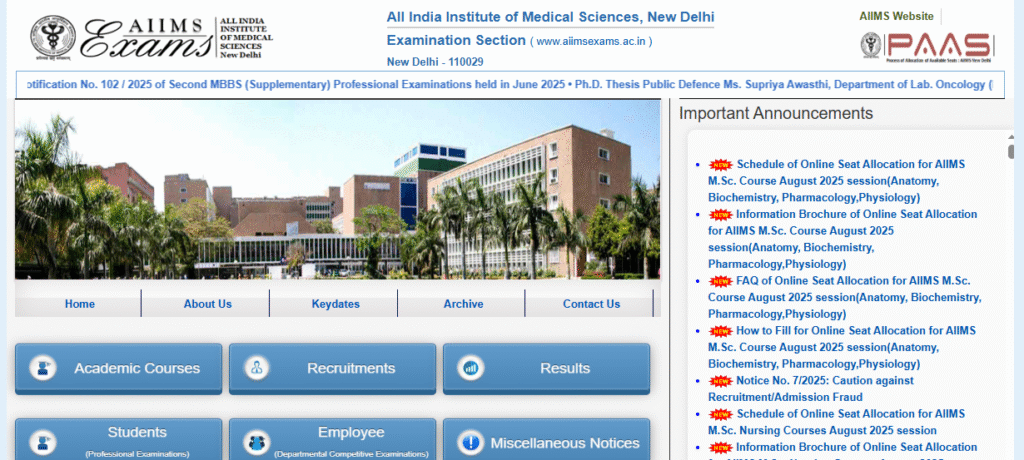 AIIMS NORCET 9th Phase Online Form 2025